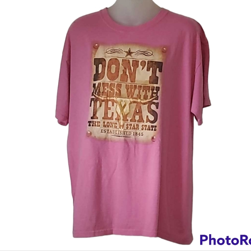 GILDAN 100% Heavy Cotton Pink TeeShirt Don't Mess With Texas Ladies Large